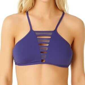 New Cole of California High Neck Bikini Swim Top Size Small, Navy Blue, Wireless